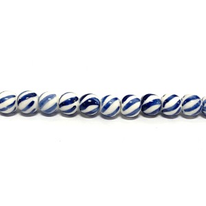 블루 줄무늬 세라믹 비즈(6mm-1줄)